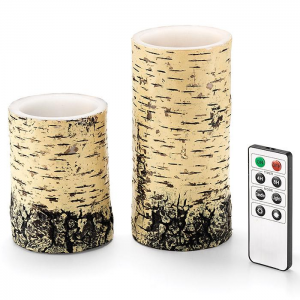 Avon Living Faux Birch LED Candles with Remote Set Of 2 For $24.99 