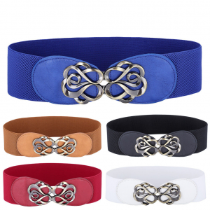 Women's Belts Flower Metal Buckle Elastic Stretchy Wide Waist Belt  For $7.98 At Ebay.com
