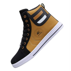 Grab tazimall Mens Round Toe High Top Sneakers Casual Lace Up Skateboard Shoes Newest Style Gold $30.99 At Amazon