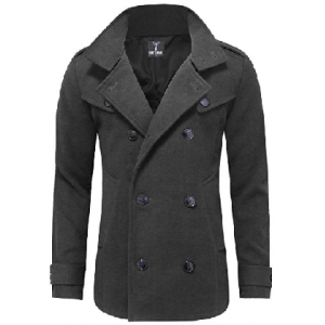 Grab Mens Stylish Fashion Classic Wool Double Breasted Pea Coat $29.99 At Amazon