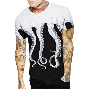 Get Men Women Top Fashion Octopus Printing Short Sleeve Summer T-Shirt Pullover Blouse $2.99 At Amazon
