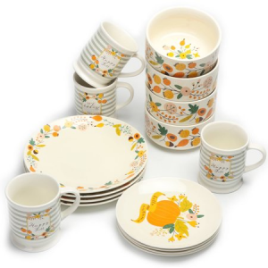 Mainstays 16-Piece Happy Harvest Fall Floral Dinnerware Set $17.99 At Walmart