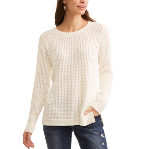 Caribbean Joe Women's Long Sleeve Waffle Stitch Sweater $32 At Walmart