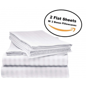Buy Deluxe 2Pk Flat Bed Sheets & get Bonus 2 Free pillowcases $16.99 At Amazon 