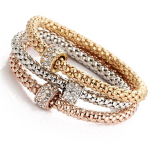 3pcs Charm Women Bracelet Gold Silver Rose Gold Rhinestone Bangle Jewelry Set $7.33 At Walmart