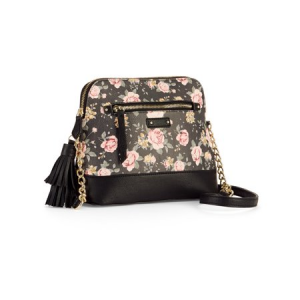 No Boundaries Black Floral Half Moon Crossbody $13.97 At Walmart