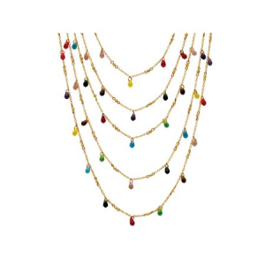 Multicolor Beaded Waterfall Necklace in Yellow Gold Tone $18.87 At Walmart