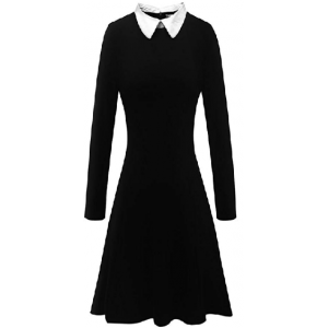 Women's Long Sleeve Casual Peter Pan Collar Fit and Flare Skater Dress $24.99 At Amazon