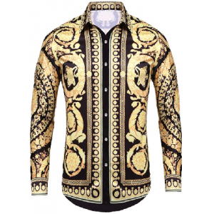 Mens Long Sleeve Fashion Luxury Design Print Dress Shirt $9.99 At Amazon