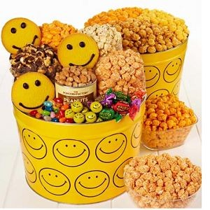 Smiley Face Snack Assortment and 3-Flavor Popcorn $.39.