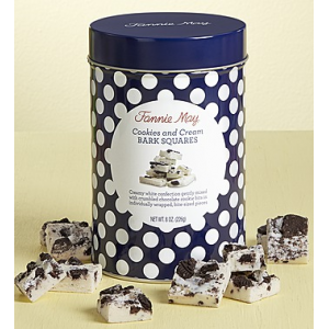 Cookies and Cream Bark Squares  8oz canister at $12.99.