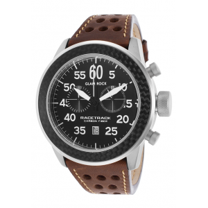 Men's Racetrack Chrono Green Leather Black Dial Carbon Fiber Bezel -at $119.99