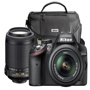 Nikon - D3200 DSLR Camera with 18-55mm and 55-200mm Lenses - Black At $499.99