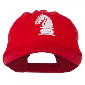 Chess Knight Embroidered Pet Spun Washed Cap - Red at $18.99.