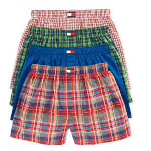 Tommy Hilfiger Men's Underwear^ Woven Boxer 4-Pack Collection at $30.99