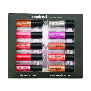 Get 60% off on Exceptional-Because You Are 10 Piece Mini Lip Gloss Set Each .04 oz/1.2 ml