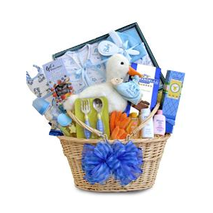 Special Stork Delivery Baby Boy Basket at $145.99