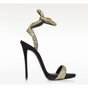 GIUSEPPE ZANOTTI Gold Glitter Ankle Strap Sandal at $895.00