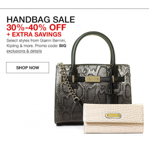 Handbag SALE 30%- 40% off + Extra Savings Select style from Gianni Bernini, Lipling & more Use promo Cose:BIG