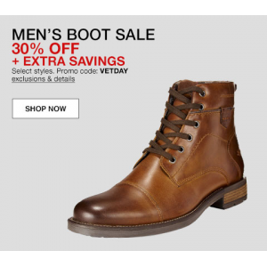 Get 30% OFF + Extra Savings on Men's Boot Sale