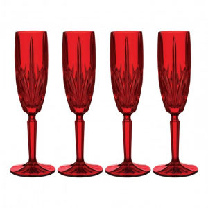 Marquis by Waterford Brookside Red Champagne Flute Set of 4 At $43.99