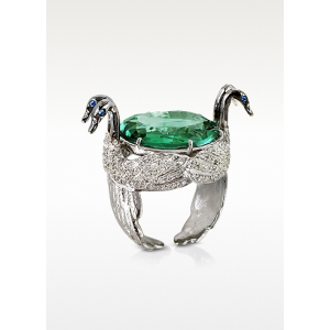 BERNARD DELETTREZ Swan Fluorite and Gold Ring At $10,150.00