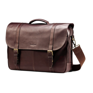 SAMSONITE LEATHER FLAPOVER CASE DOUBLE GUSSET At $103.88