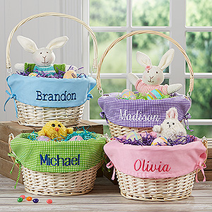 Personalized Willow Easter Basket with Drop-Down Handle 