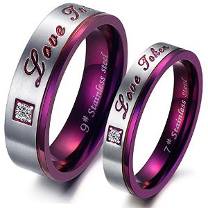 Grab Men's Women's Stainless Steel Couple Rings Wedding Bands Just At $1.59 