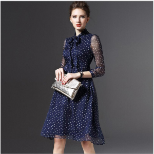 Women's Ladies Chiffon Dot Casual Lace Long Sheath Dresses for $28.95