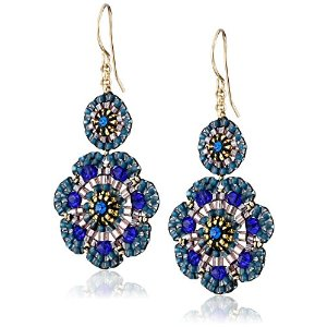 Mother's Day Deal : Get Miguel Ases Blue Quartz and Swarovski Flower Station Drop Earrings At $150