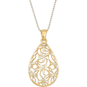 Mothers Day Teardrop Flower Pendant Necklace Gold & Sterling Silver Jewelry Gift At $49.99