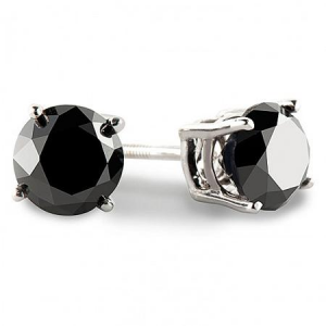 Grab 1 Carat T.W. Round Black Diamond Sterling Silver Stud Earrings At $50.00 