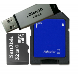 SanDisk 32GB Class 4 MicroSD/Micro SDHC+ Reader/SD and USB Flash Drive adapter At $7.99
