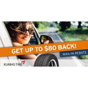 Get up to $80 back on Kumho tires