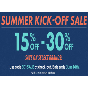 Summer Kick Off Sale : Get Upto 15% - 30% Off on Select Brands