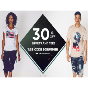 Flat 30% Off on Shorts & Tees 