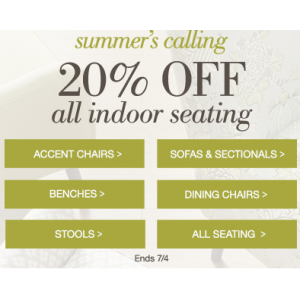 Summer's Calling : Get 20% Off on All Indoor Seating