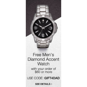 Gift For Dad : Get Free Men's Diamond Accent Watch on Oder of $60 or More