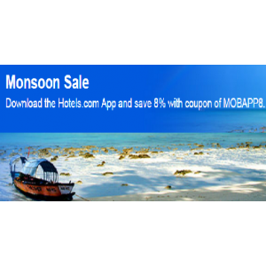 Monsoon Sale : Download Hotels.com App  & Save 8% With Coupons