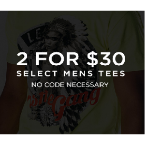 Get 2 For $30 on Selected Men's Tees