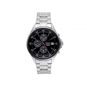 Seiko SKS491 Men's IP Bezel Stainless Steel Black Dial Chronograph Sports Watch At $78.99