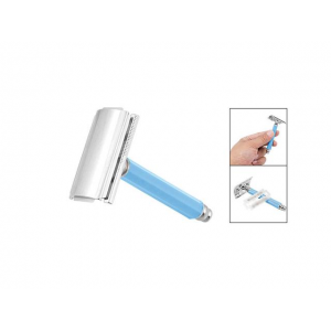 Men Double Edge Blade Silver Tone Baby Blue Shaving Razor At $1.89 (newegg)