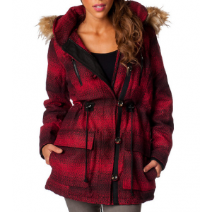 PLAID ASYMMETRICAL FAUX FUR WOOL JACKET At $49.99(Jimmy Jazz)