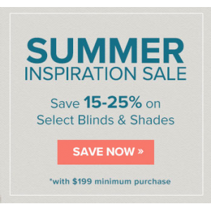 Summer Inspiration Sale : Save 15 - 25% off on Selected Blinds & Shades At Blinds