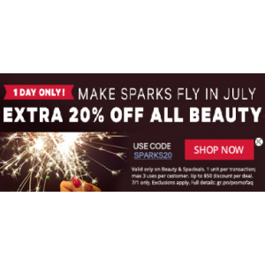 Make Sparks Fly In July & Get Extra 20% Off on All Beauty At Groupon