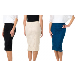 Sociology All-Over Lace Midi Pencil Skirt At $9.97(groupon)