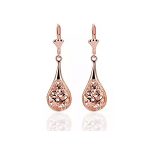 18K Rose Gold Laser Cut Drop Down Earrings At 9.99