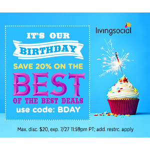 Save 20% off up to 3 deals Using Coupon code At LivingSocial