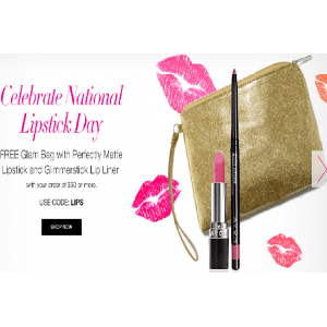 Get Free Glam Bag With Perfectly Matte Lipstick & Glimmerstick Lip Liner on Your Order $50 or More At Avon